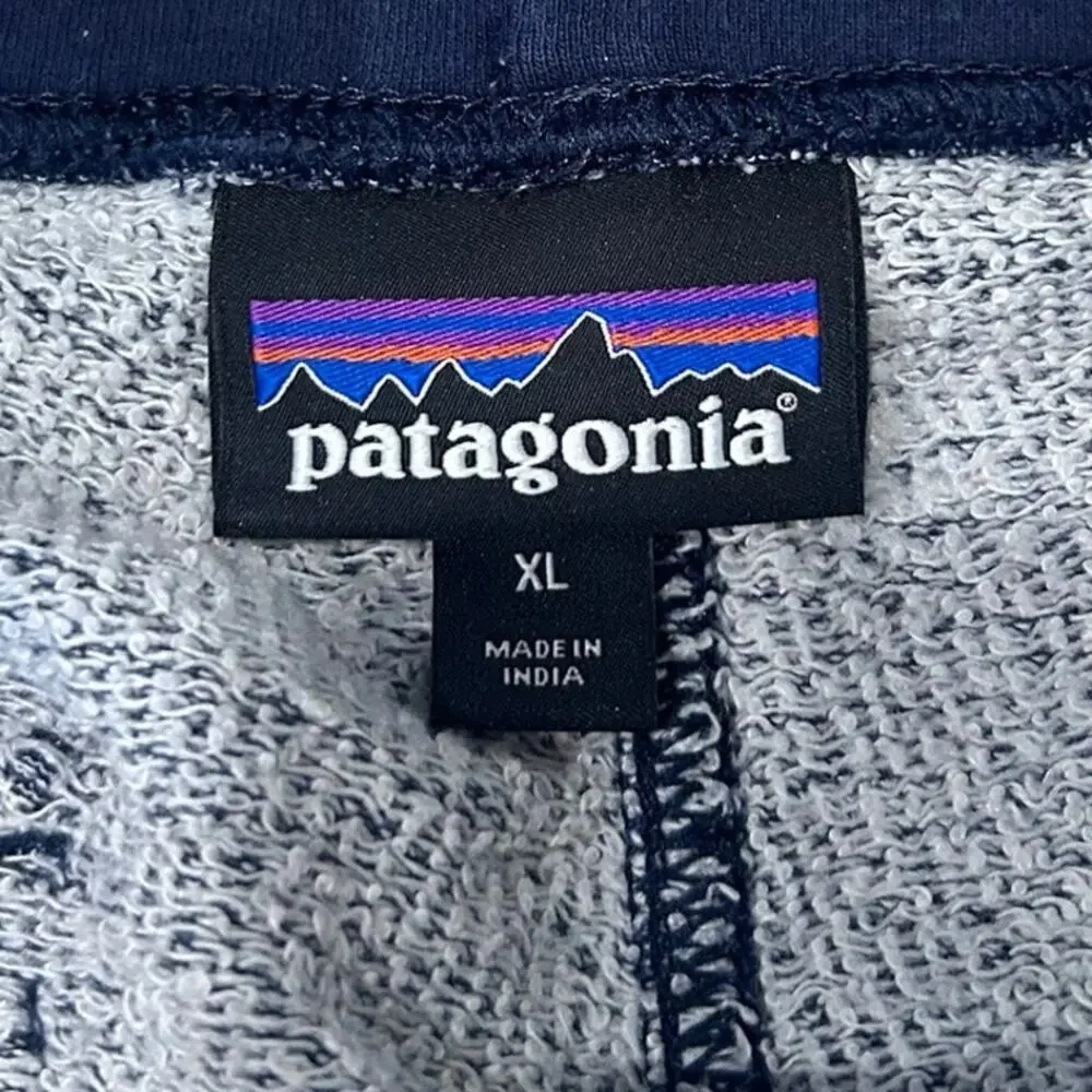 Patagonia Heather Blue Organic Cotton Blend Drawstring Athletic Shorts Mens XL
